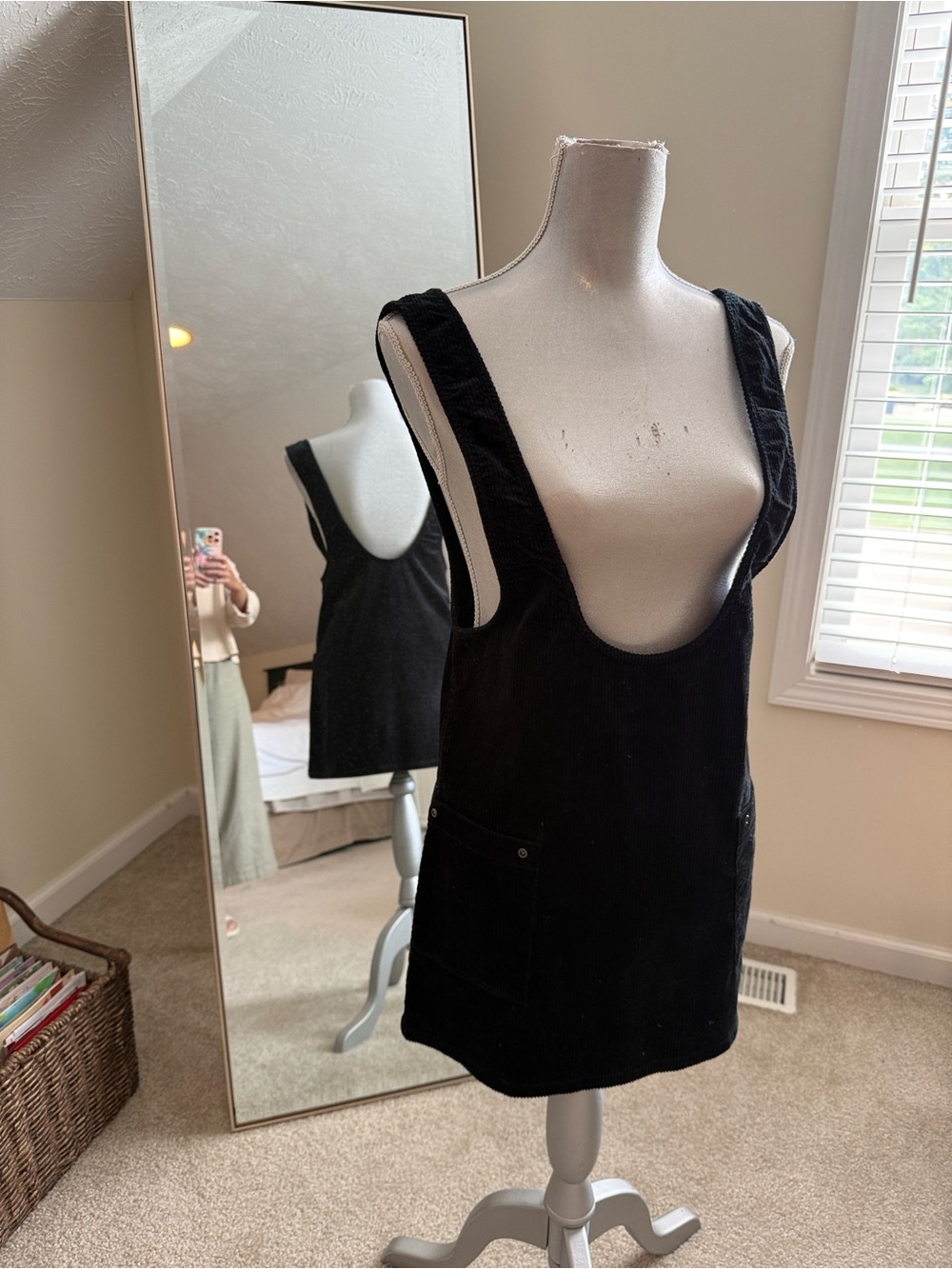 Free people corduroy, mini dress with low scoop neck